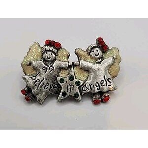 Vintage AJMC Silver Tone PIN BROOCH CHRISTMAS ANGEL